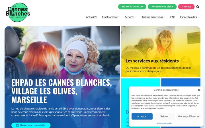 Ekrānuzņēmums no ehpad-lescannesblanches.fr