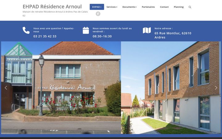 Ekrānuzņēmums no ehpad-residencearnoul.fr