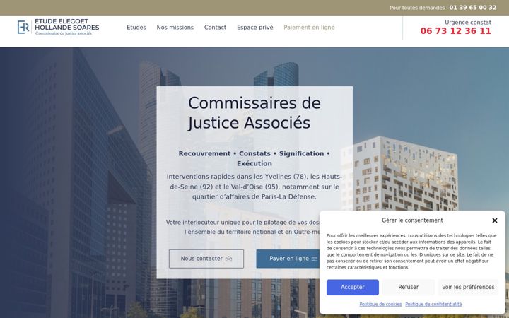 Екранна снимка на ehr-huissiers.fr