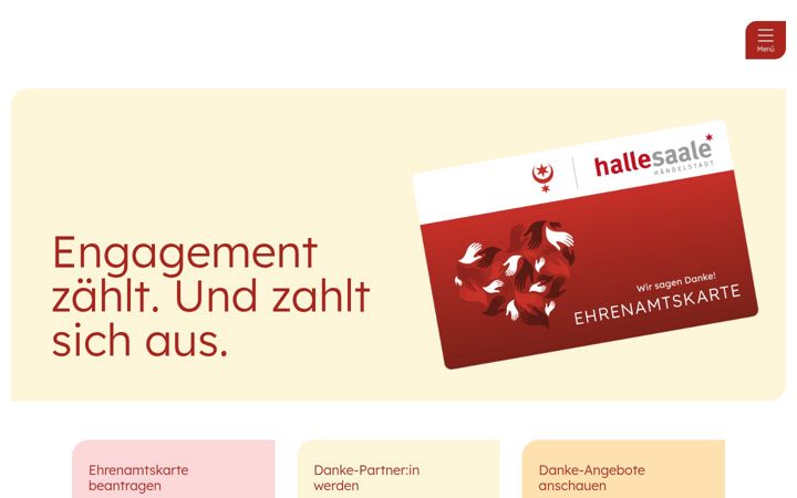 Ekrānuzņēmums no ehrenamtskarte-halle.de