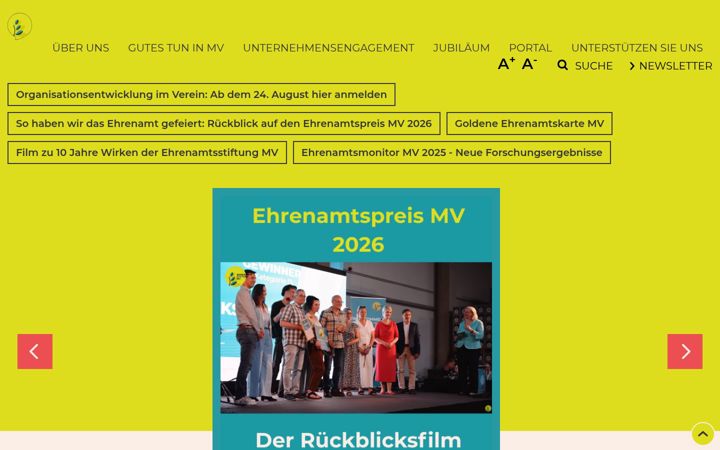 Ekrānuzņēmums no ehrenamtsstiftung-mv.de
