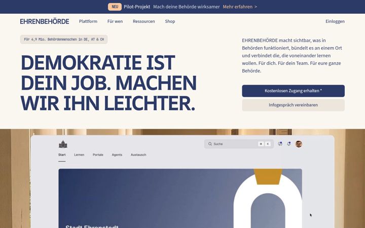 Ekrānuzņēmums no ehrenbehoer.de