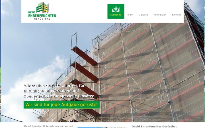 Ekrānuzņēmums no ehrenfeuchter-geruestbau.de