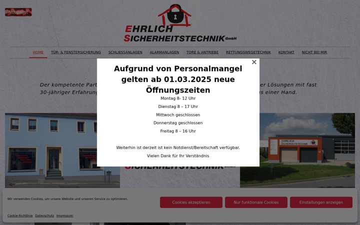 Screenshot van ehrlich-sicherheitstechnik.de