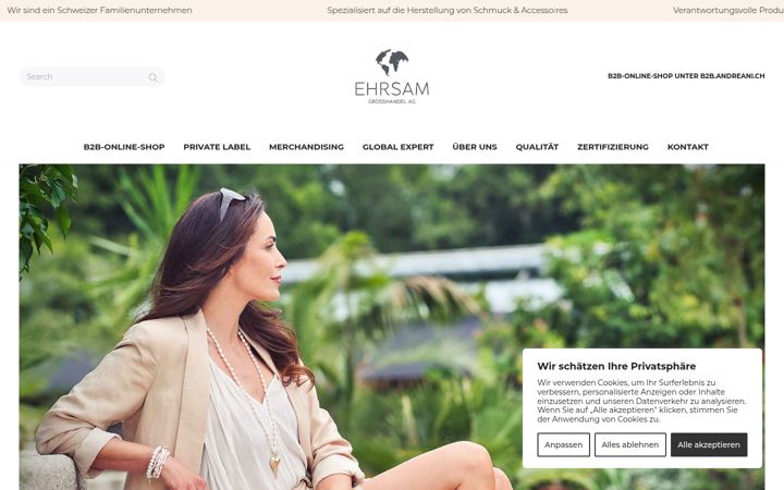 Screenshot of ehrsam-grosshandel.ch