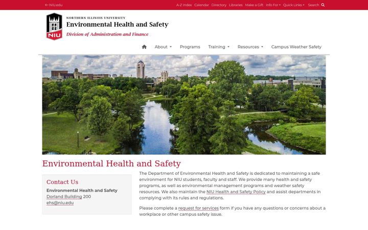 Screenshot of ehs.niu.edu