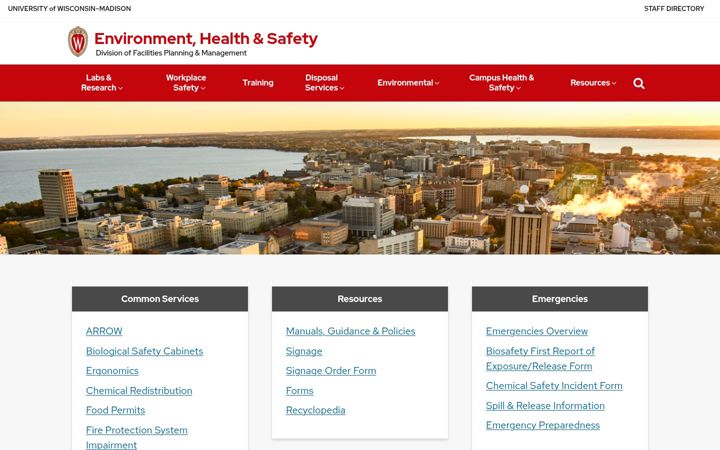 Screenshot of ehs.wisc.edu