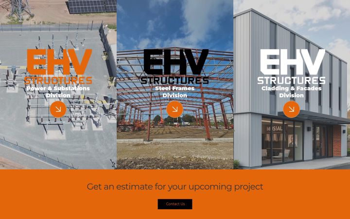 Screenshot of ehvstructures.co.uk