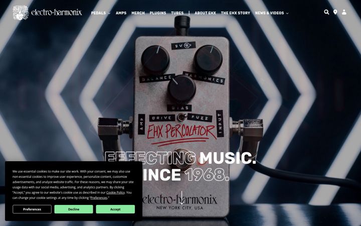 Screenshot of ehx.com
