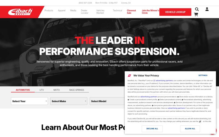 Screenshot of eibach.com