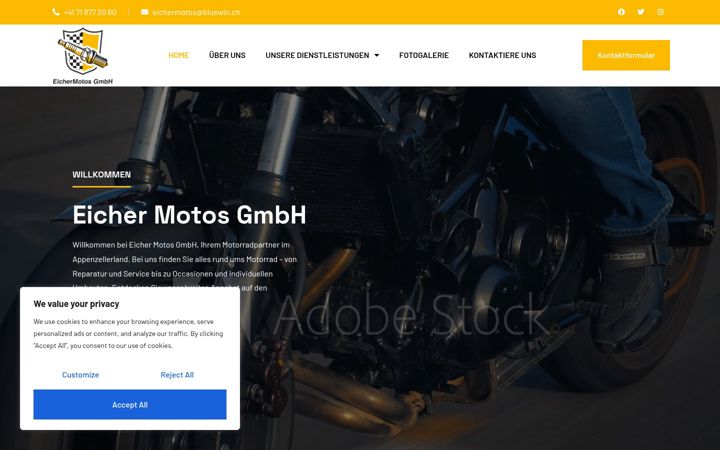 Screenshot of eicher-motos.ch