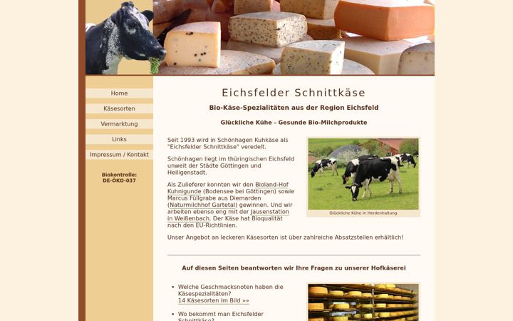 Ekrānuzņēmums no eichsfelder-schnittkaese.de