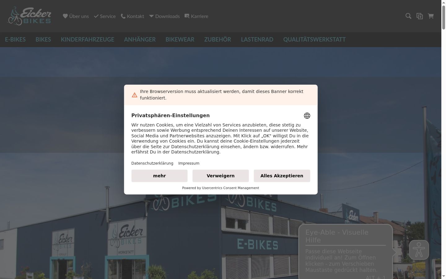 Screenshot del banner di consenso mostrato prima di qualsiasi interazione