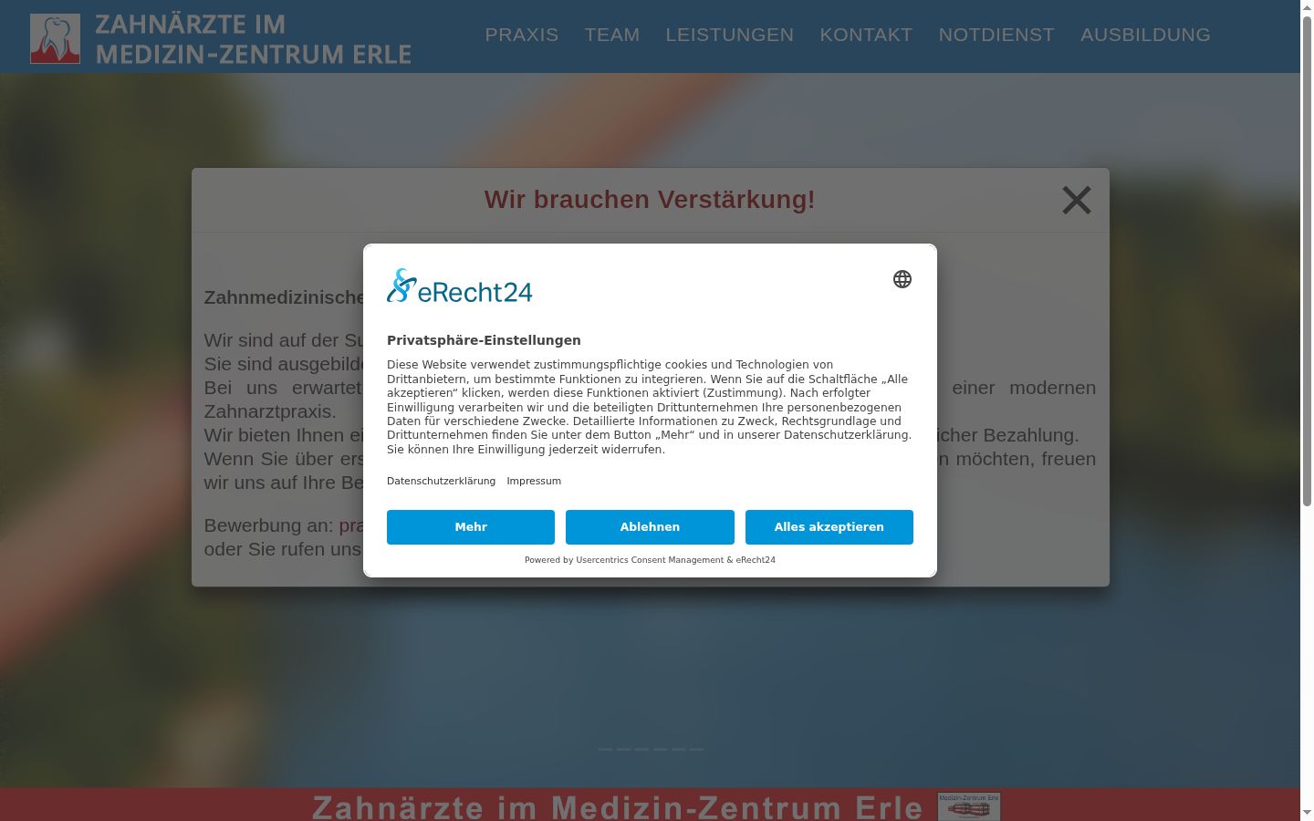 Screenshot of the consent banner shown before any interaction