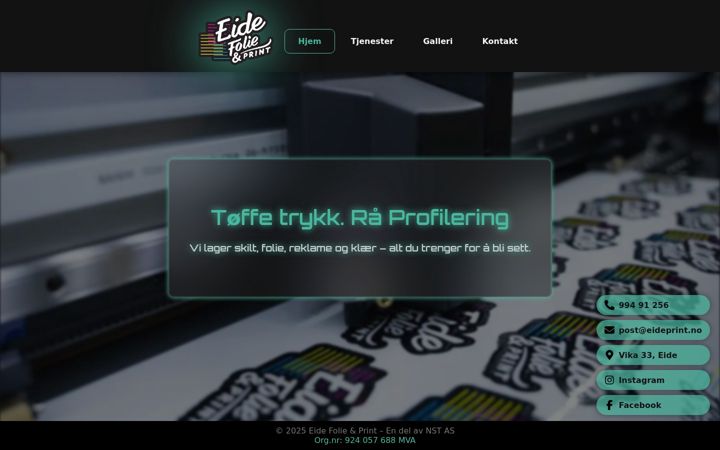 Captură de ecran a eideprint.no