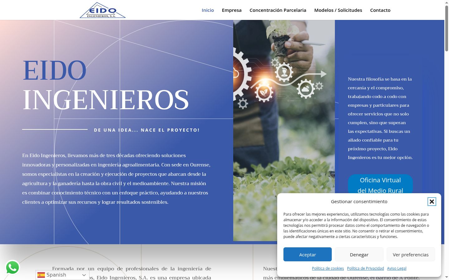 Captura de ecrã do banner de consentimento apresentado antes de qualquer interação