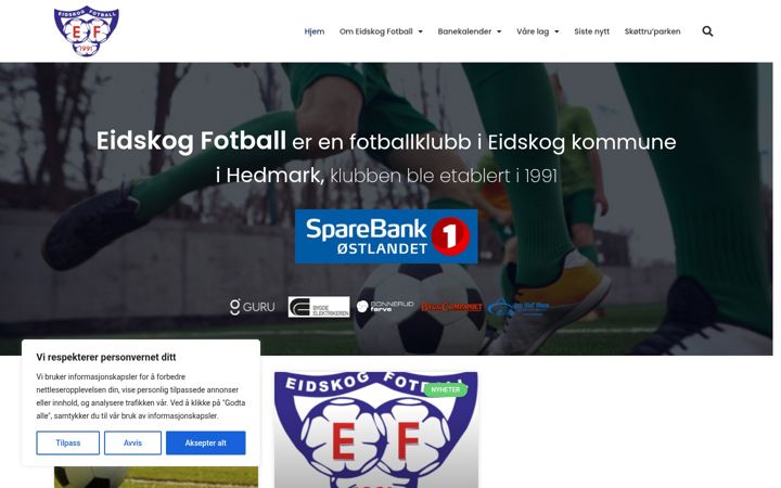 Captură de ecran a eidskogfotball.no