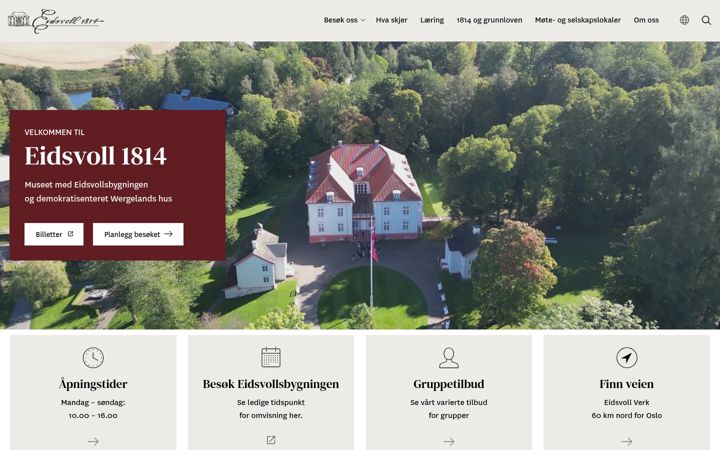 Captură de ecran a eidsvoll1814.no