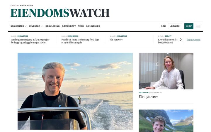 Captură de ecran a eiendomswatch.no