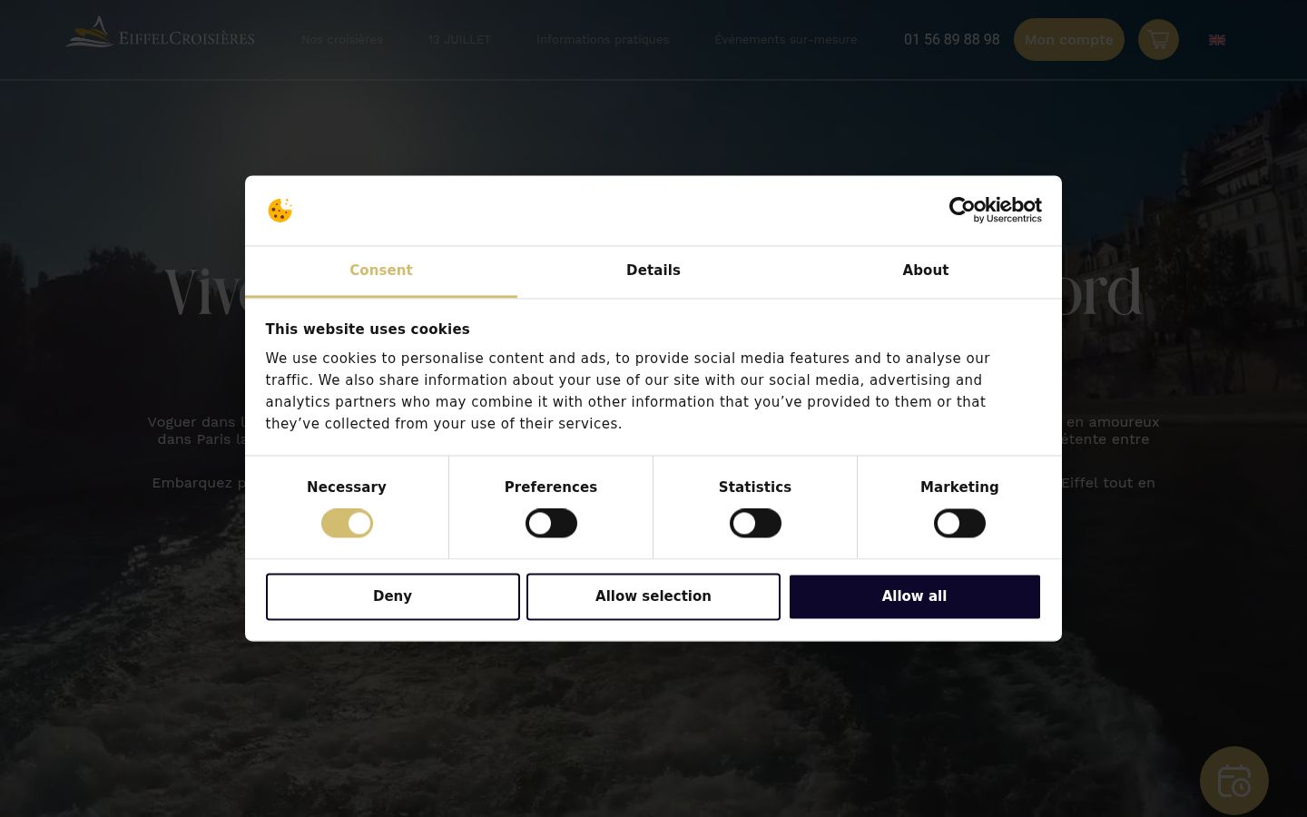 Screenshot of the consent banner shown before any interaction
