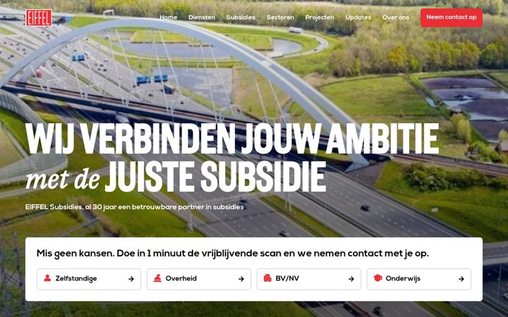 Captura de pantalla de eiffelsubsidies.nl
