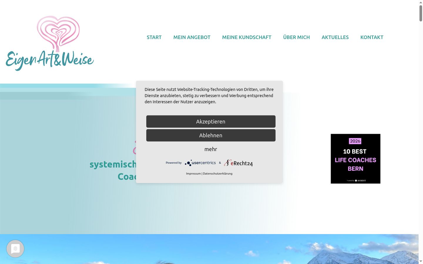 Screenshot des Einwilligungsbanners vor jeglicher Interaktion
