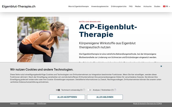 Screenshot of eigenblut-therapie.ch