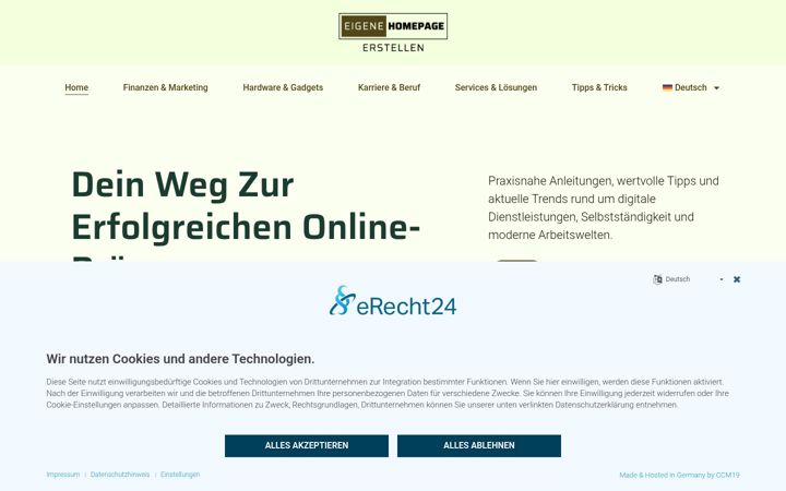 Ekrano kopija eigene-homepage-erstellen.net