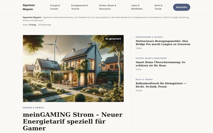 Snímek obrazovky eigenheim-magazin.de