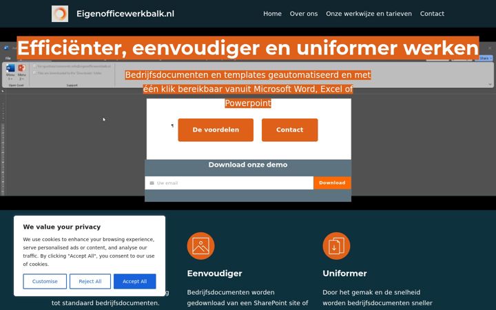 Ekrānuzņēmums no eigenofficewerkbalk.nl