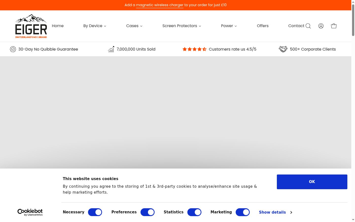 Screenshot of the consent banner shown before any interaction