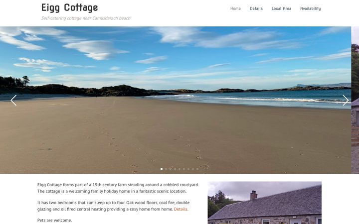 Screenshot of eiggcottage.co.uk