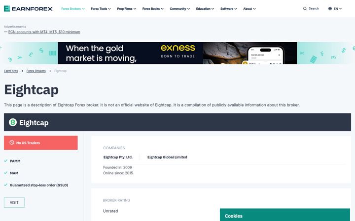 Screenshot of eightcap.website