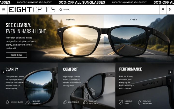Screenshot of eightoptics.com