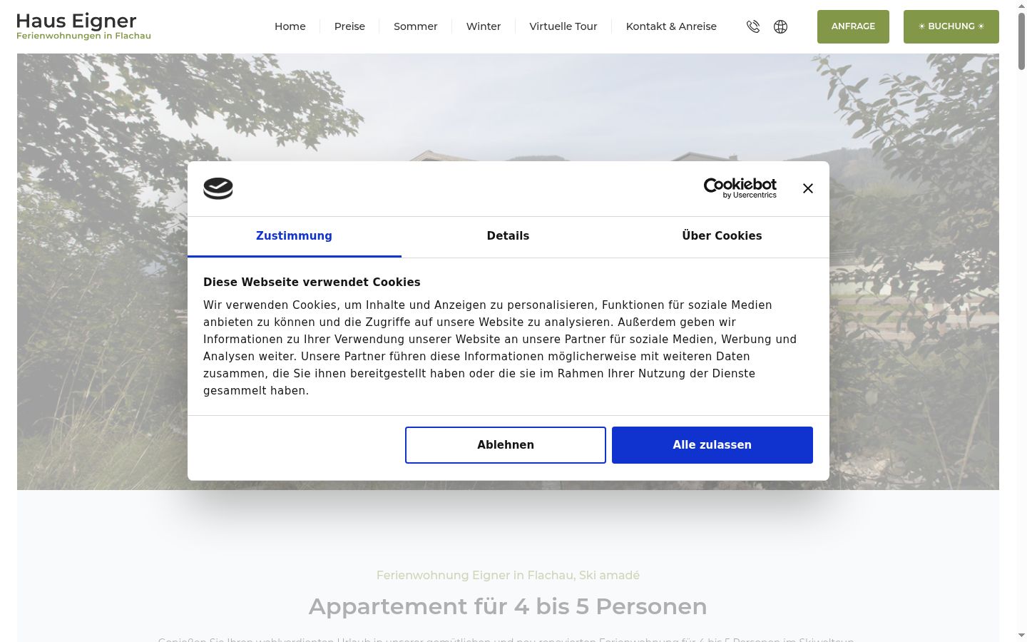 Screenshot of the consent banner shown before any interaction