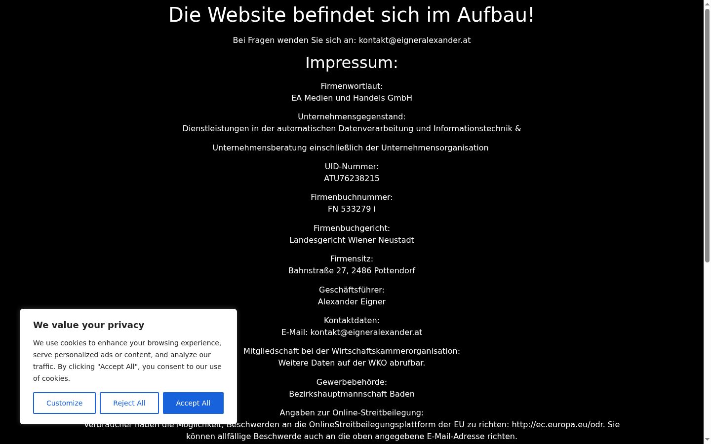 Screenshot of the consent banner shown before any interaction
