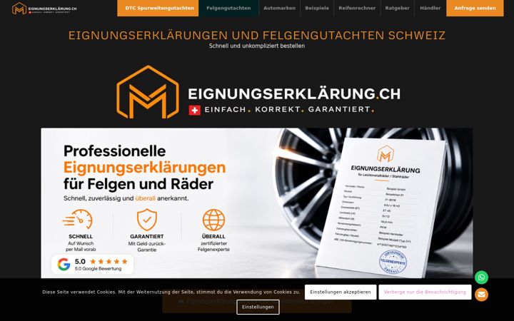 Screenshot of eignungserklaerung.ch