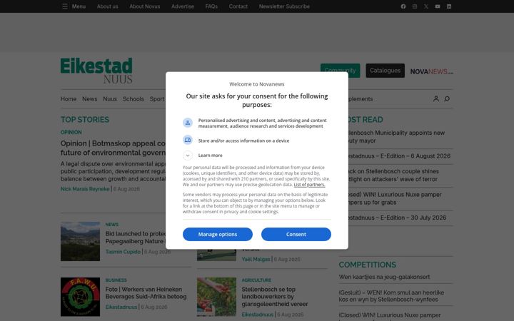 Екранна снимка на eikestadnuus.co.za
