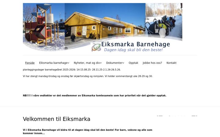 Képernyőkép: eiksmarkabarnehage.no