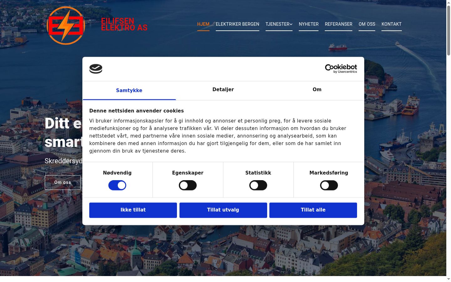 Captura de ecrã do banner de consentimento apresentado antes de qualquer interação