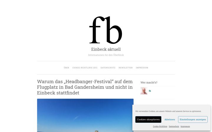 Screenshot of einbeckaktuell.blog