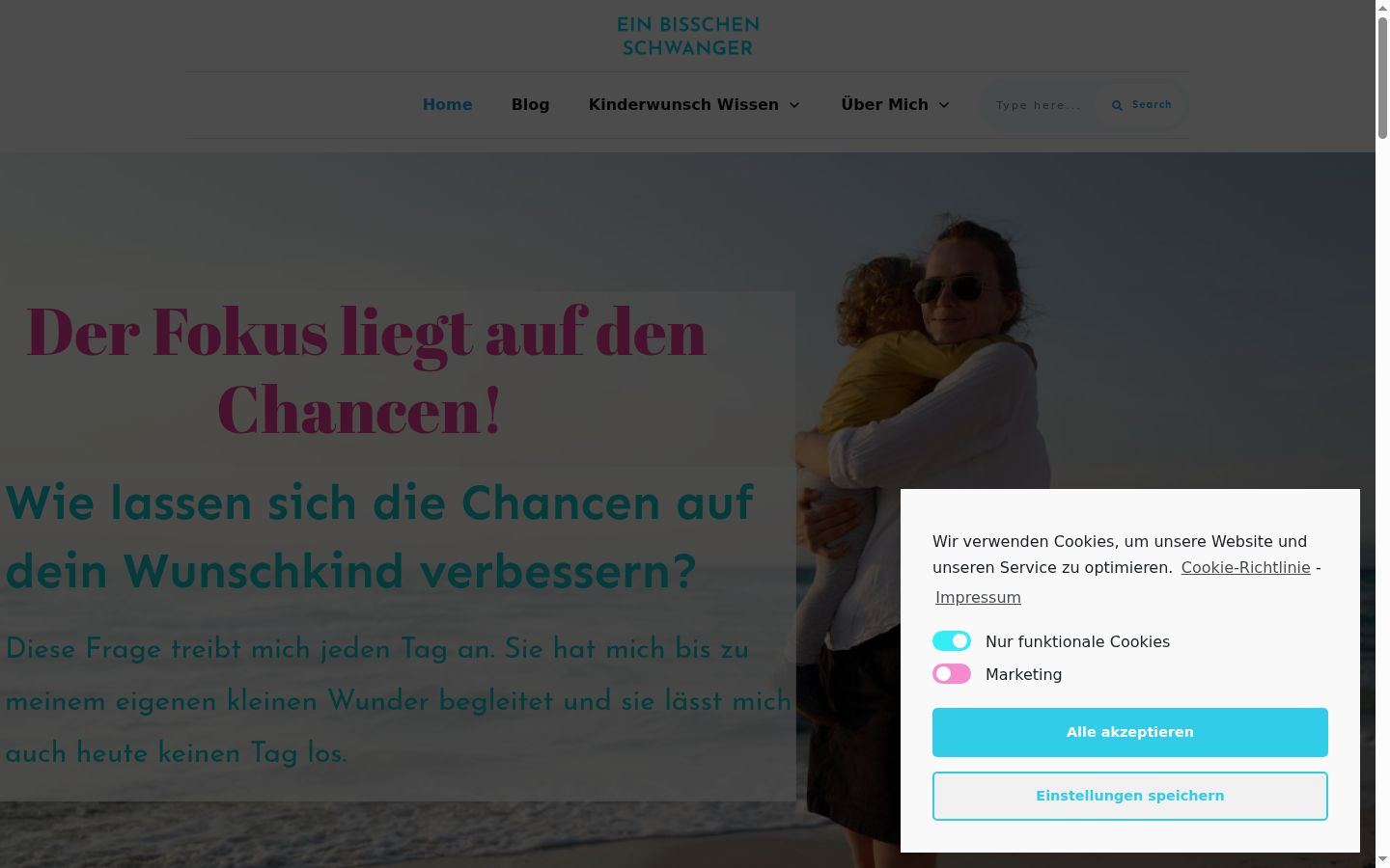 Screenshot des Einwilligungsbanners vor jeglicher Interaktion