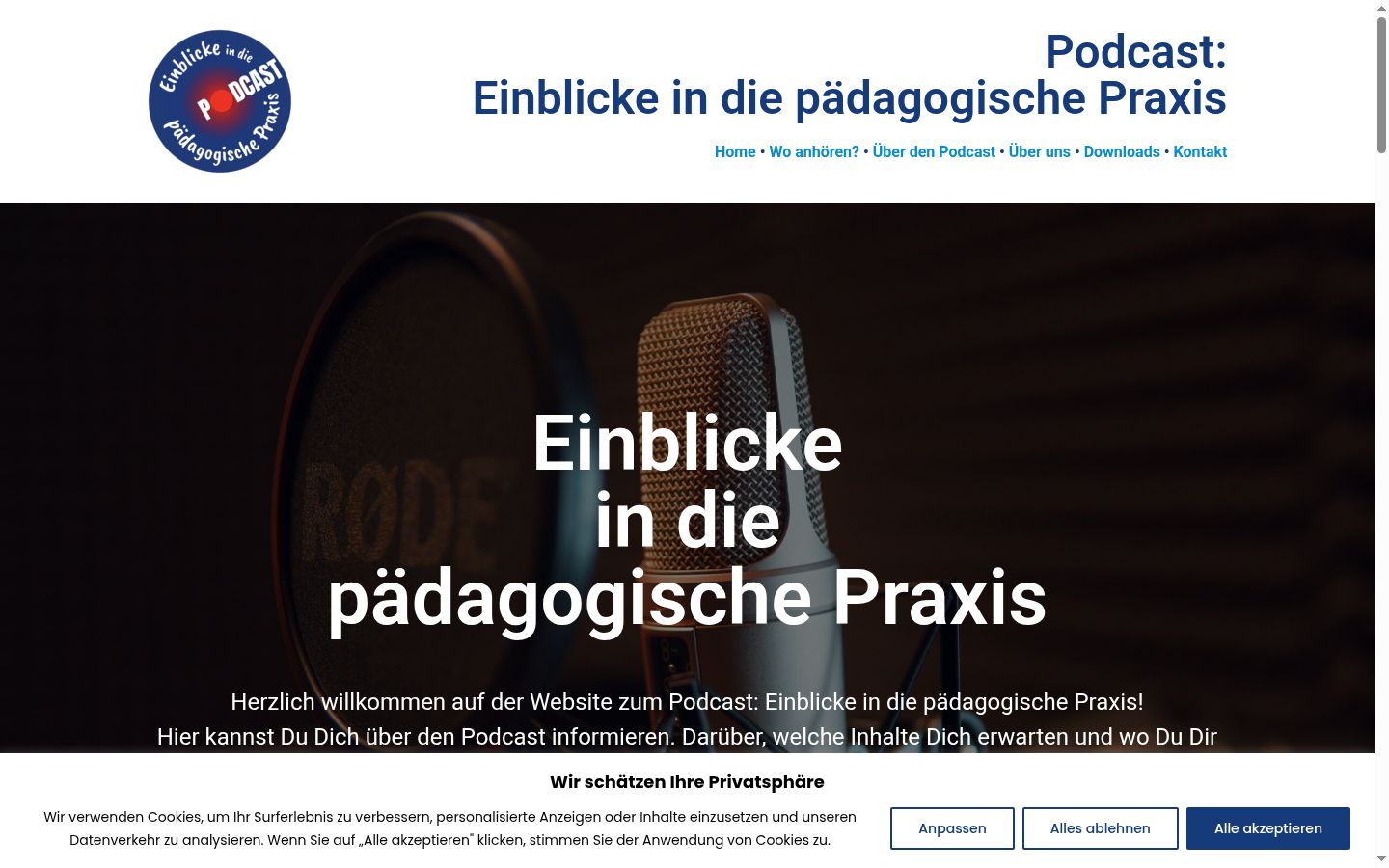 Screenshot des Einwilligungsbanners vor jeglicher Interaktion