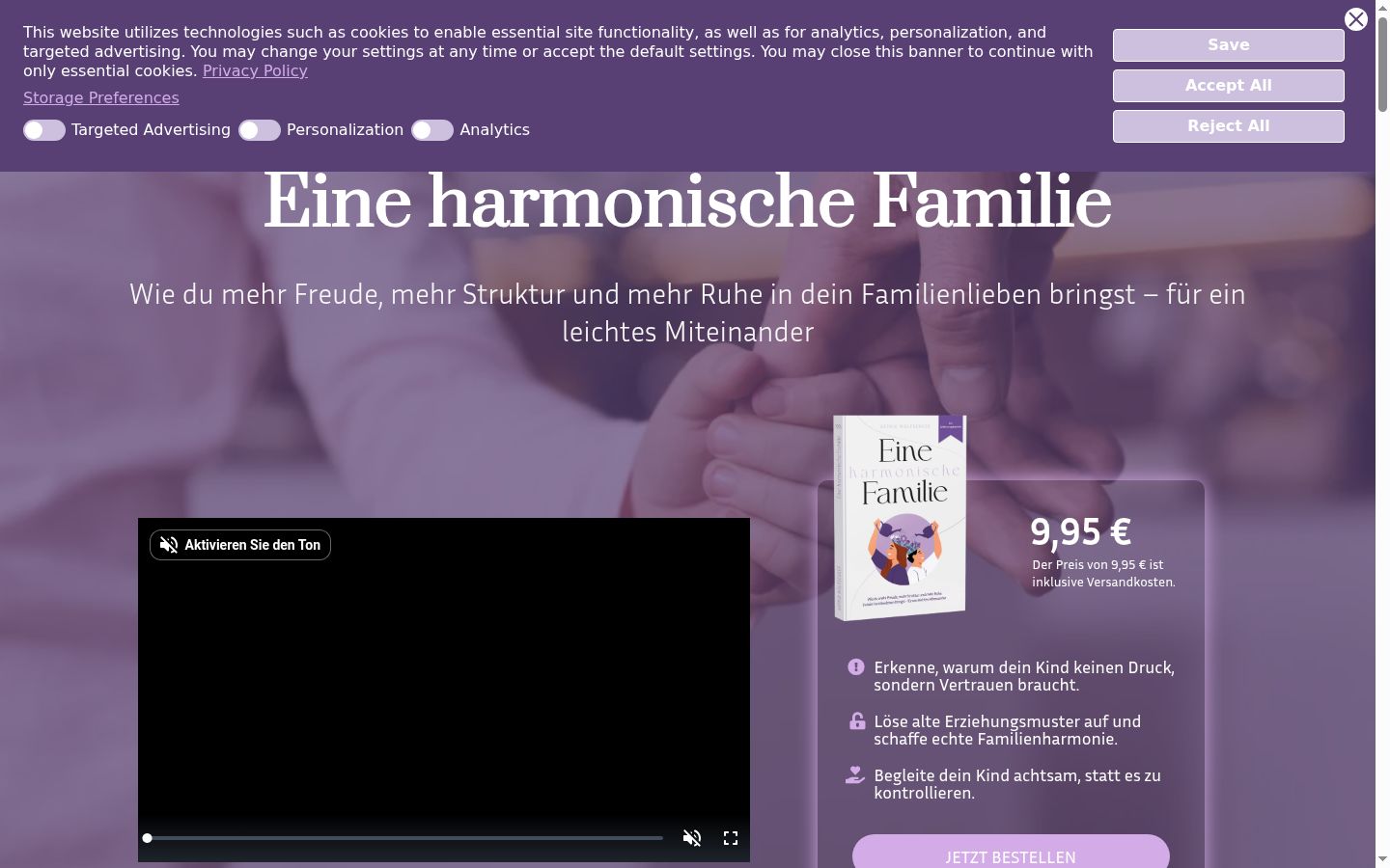 Screenshot del banner di consenso mostrato prima di qualsiasi interazione