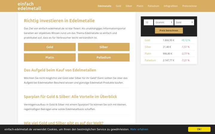 Screenshot of einfach-edelmetall.de