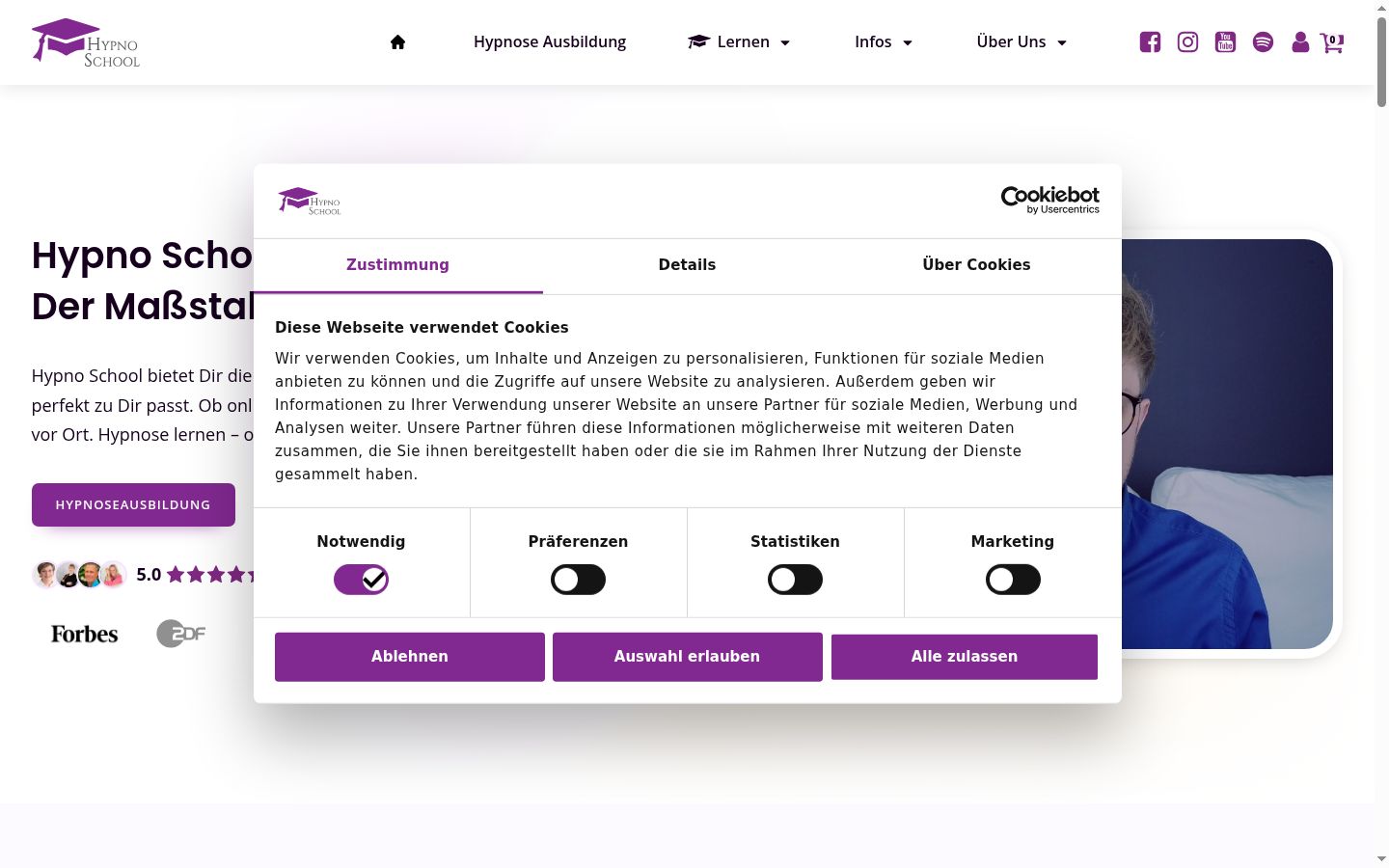 Sutikimo reklamjuostės, rodytos prieš bet kokią sąveiką, ekrano kopija