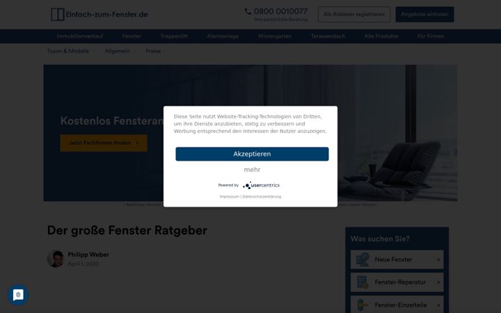 Screenshot of einfach-zum-fenster.de