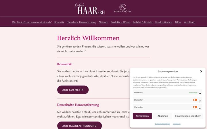 Screenshot van einfachhaarfrei.de