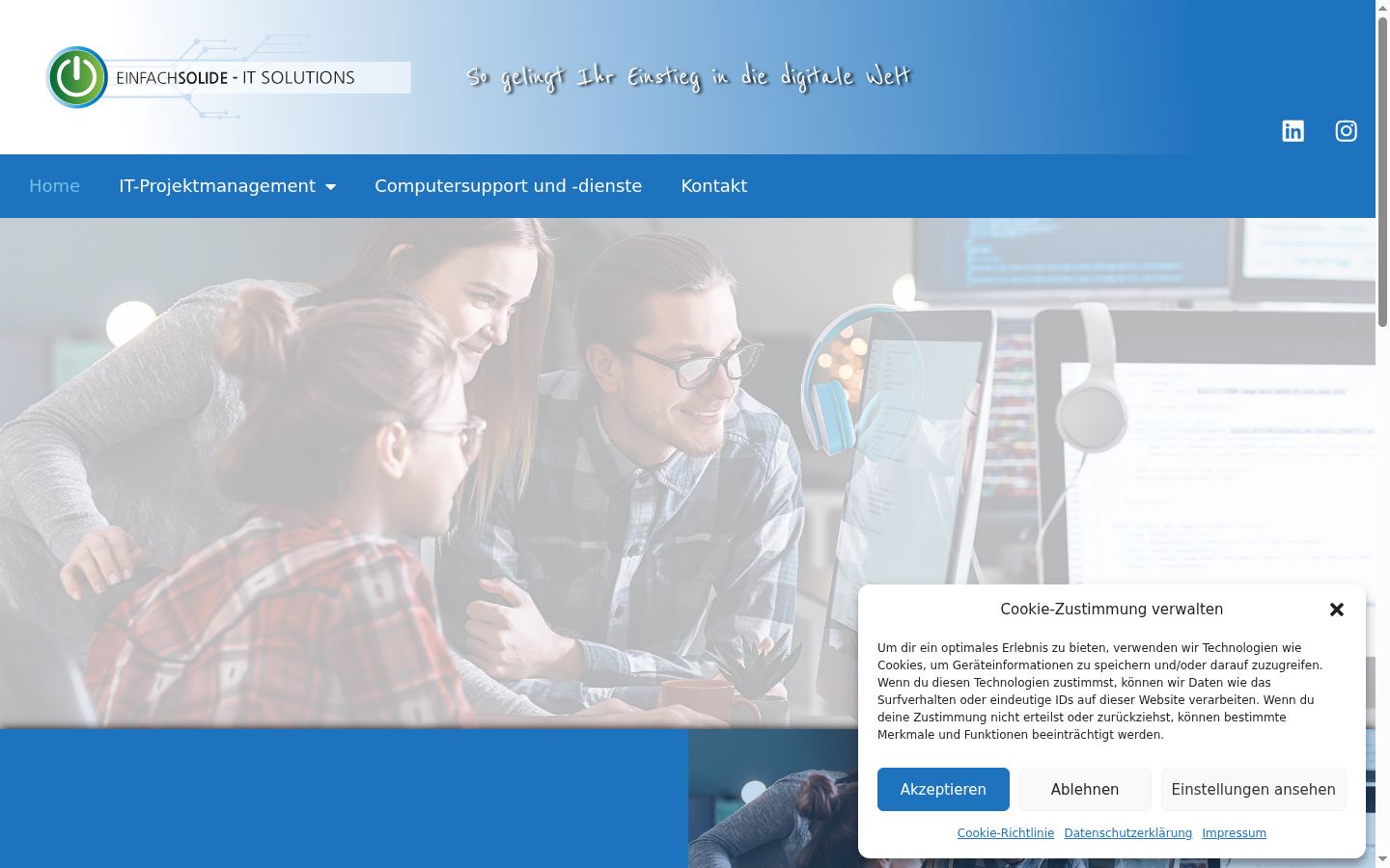 Screenshot del banner di consenso mostrato prima di qualsiasi interazione