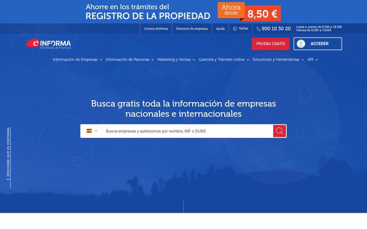 Screenshot von einforma.com